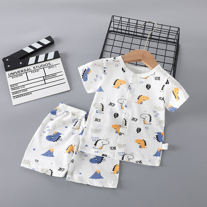 Summer Born Clothes Purified Cotton Thin Short Sleeve Two-piece Work Children's Suit