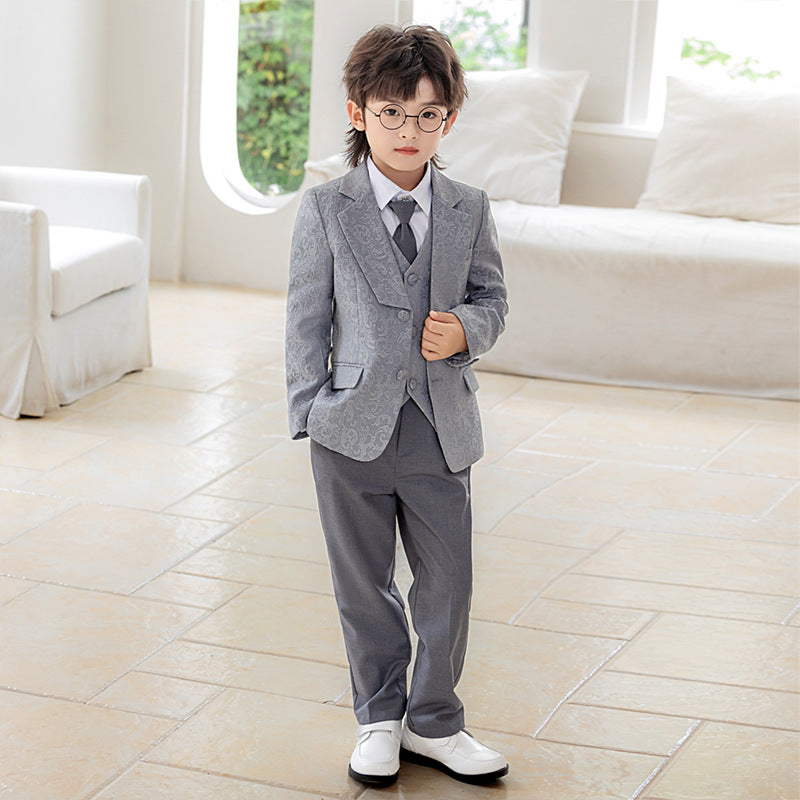 Children's Jacquard Flower One Year Old Celebration Dress Host Costume For Children's Suit