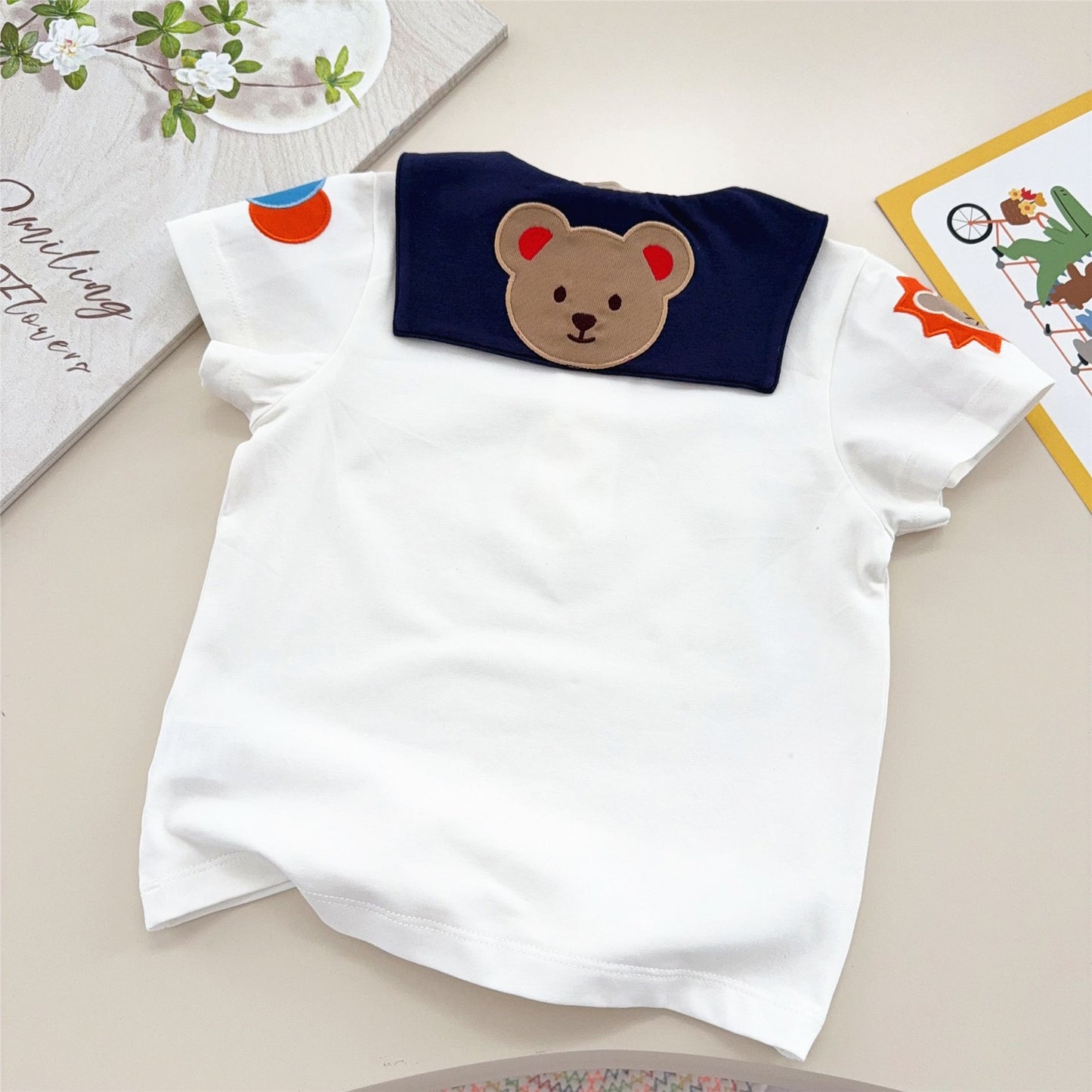Children's Shirt Tops Summer Inner Cartoon Embroidered Children's T-shirt
