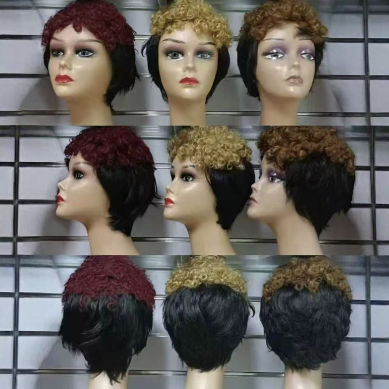Creative Human Short Curly Brazilian Color Real Hair Wig