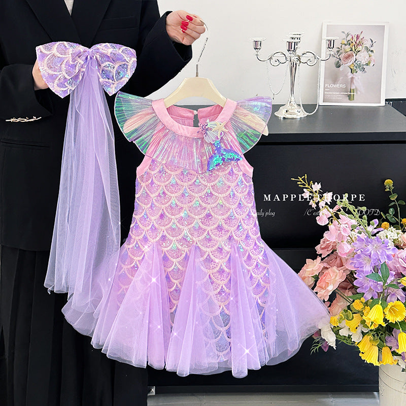 Children's Summer Sequined Mermaid Princess Birthday Little Children's Dress
