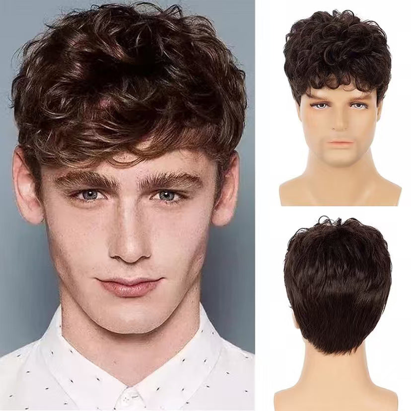 Women's Fiber Brazilian Roll Rose Net Chemical Wig Short Curly Hair