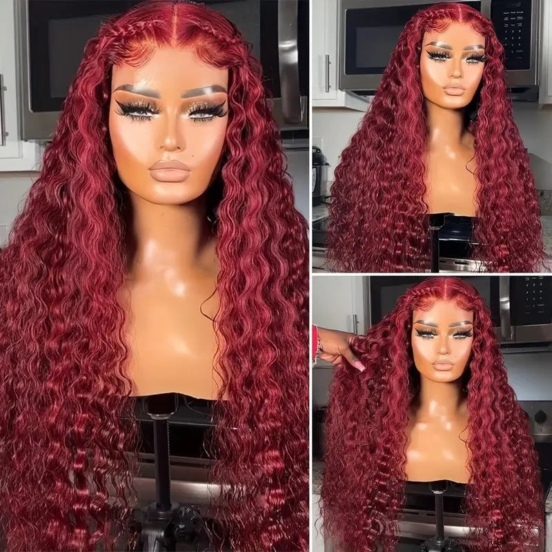 Red Front Lace Small Volume Wound Wig Long Curls