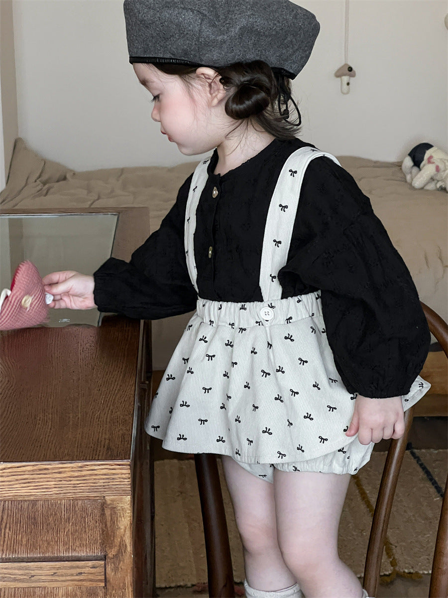 Children's Korean Style Clothing Clothes Doll Shirt Strap Bag Fart Blouse Children's Suit