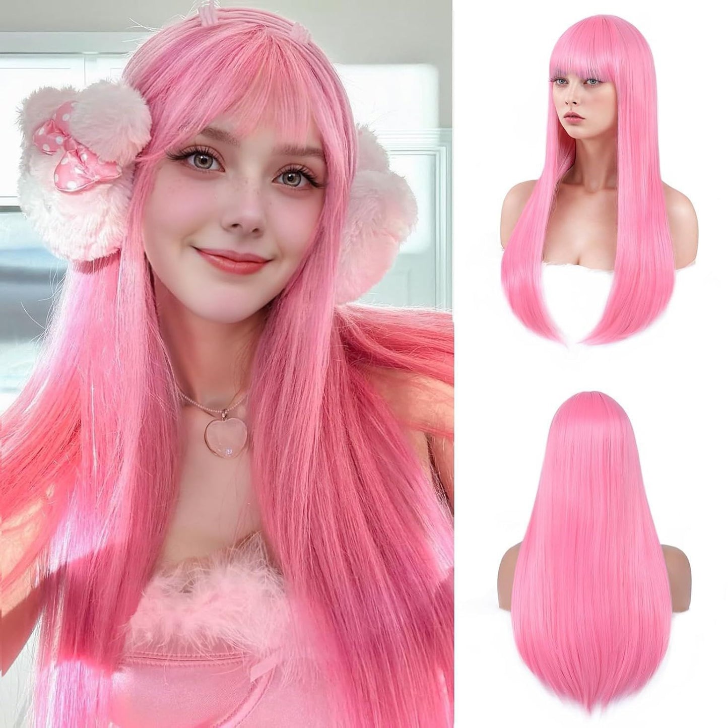 Women's Layered Collarbone Length Haircut Head Dyed Long Straight Wig