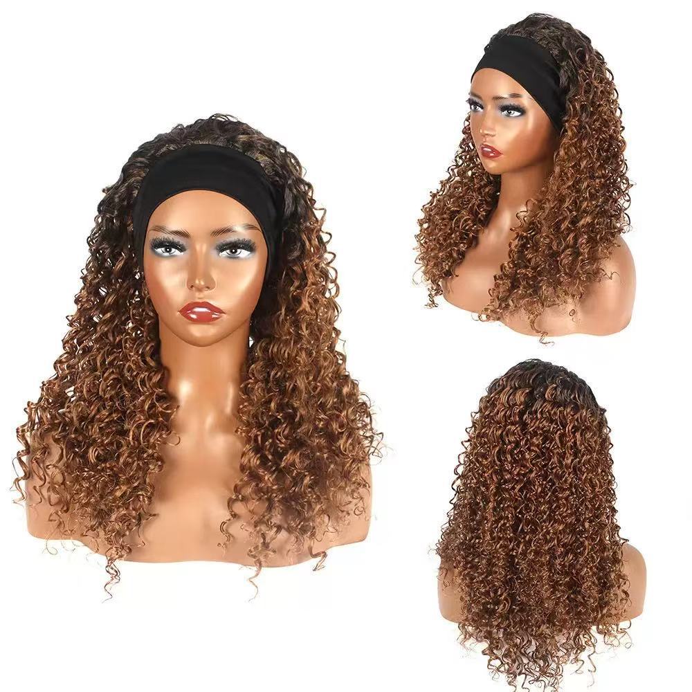 African Small Band Head Cover Screw Wig Short Curly Hair