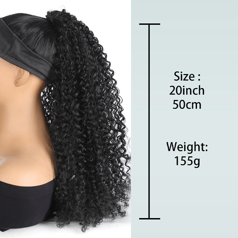 African Female Fluffy Curly Gradient Color Drawstring Wig Ponytail
