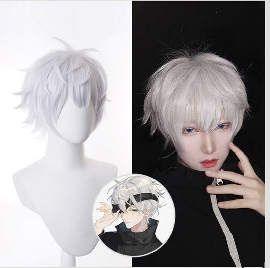 Five Wu Sier White Spell Back Battle Wig Long Curls