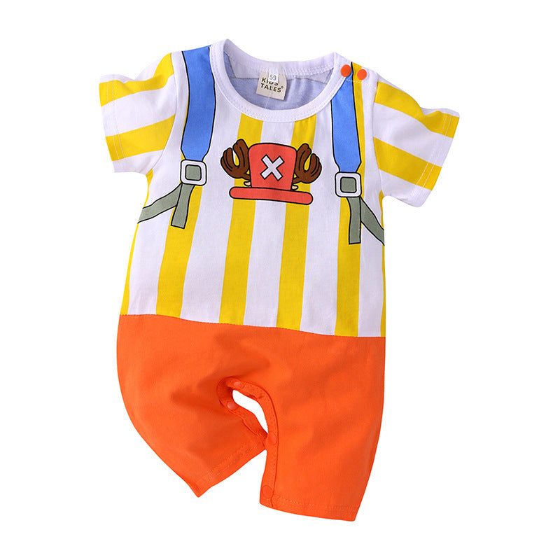 Summer Cartoon Anime Boy Short Sleeve Jumpsuit, Climbing Suit
