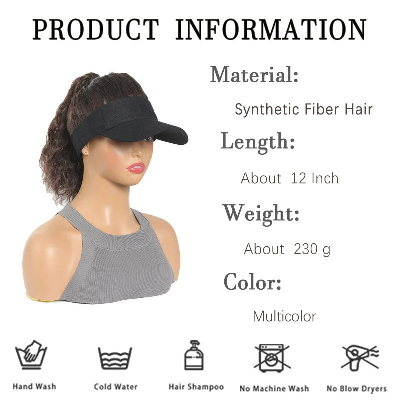 Women's Hat All-in-one Fashion Trendy Corrugated Curly Hair Air Top Wig Ponytail