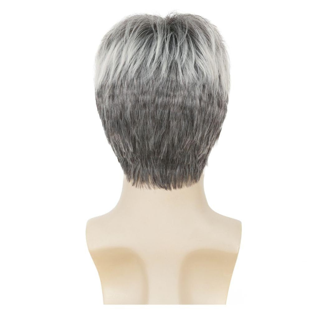 Men's Gray Layered Short Chemical Fiber Men's Wig