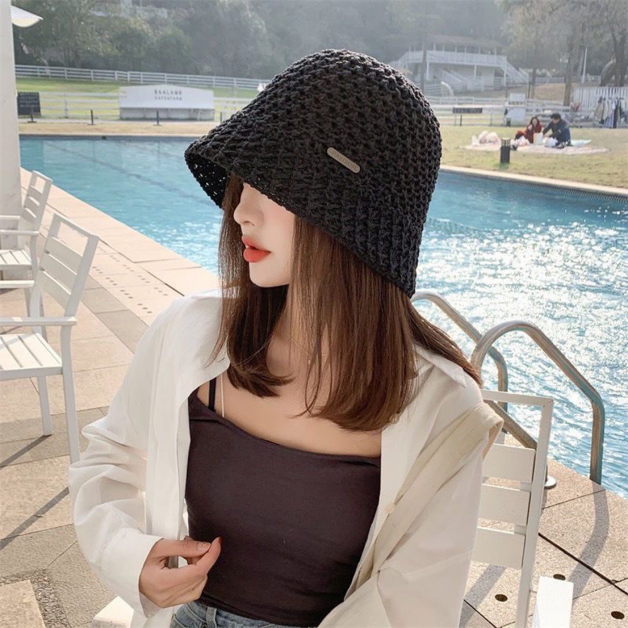 Bucket Hat One-piece Hollow Fashionable Thin Other Wig