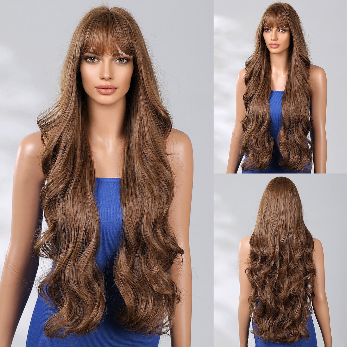 Female Wine-red Curly Hair Big Wave Natural Wig Long Curls