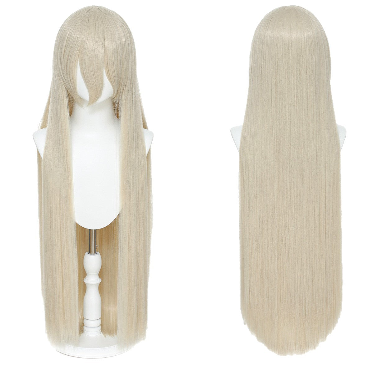 Long Straight Hair Hairpiece Blank Black White Cos Wig