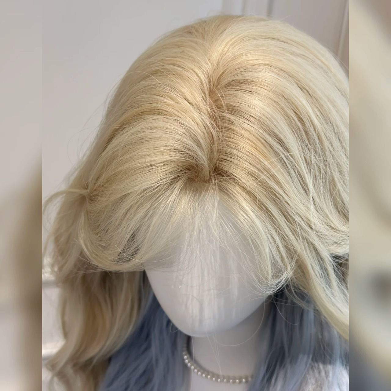 Curly Hair Blue Gradient Goddess Big Wave Style Temperament Full Wig Long Curls