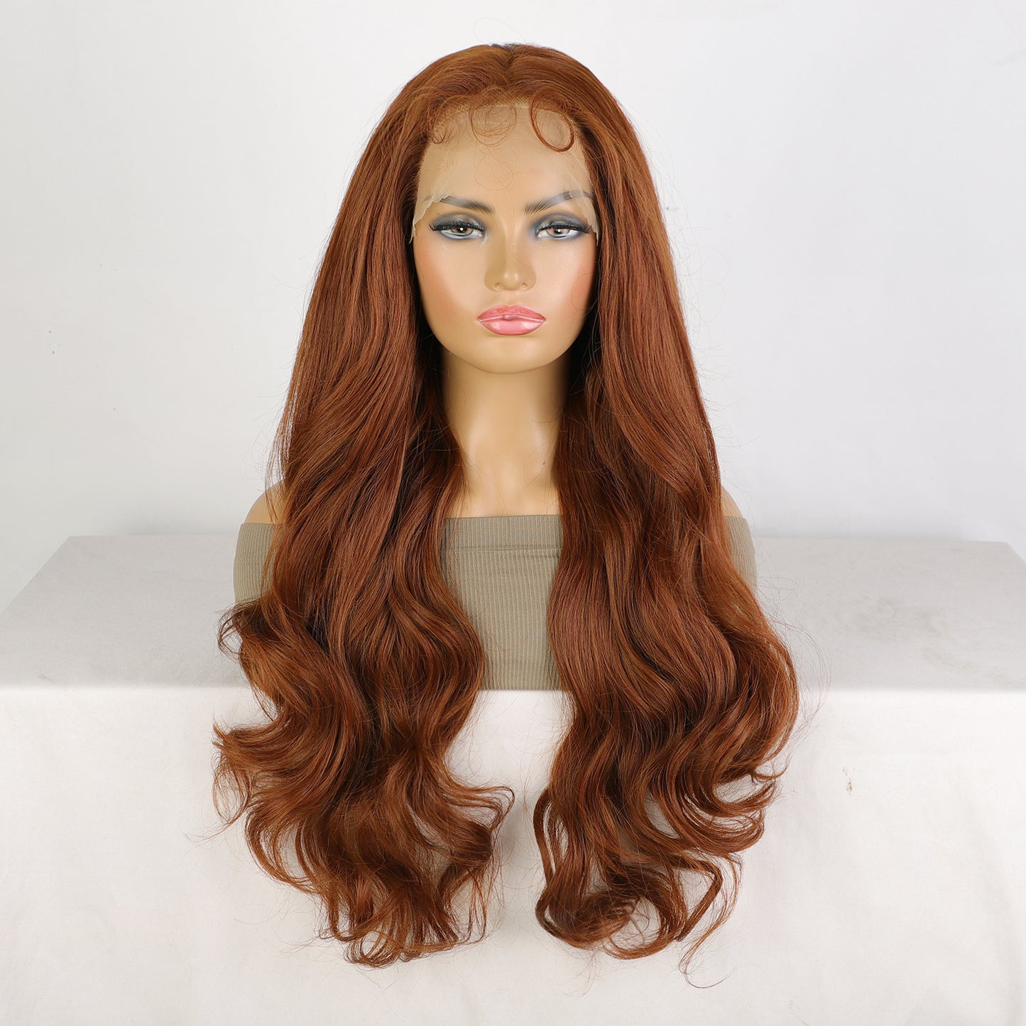 Women's Front Lace Fiber Big Wave Curly Hair Head Wig Long Curls