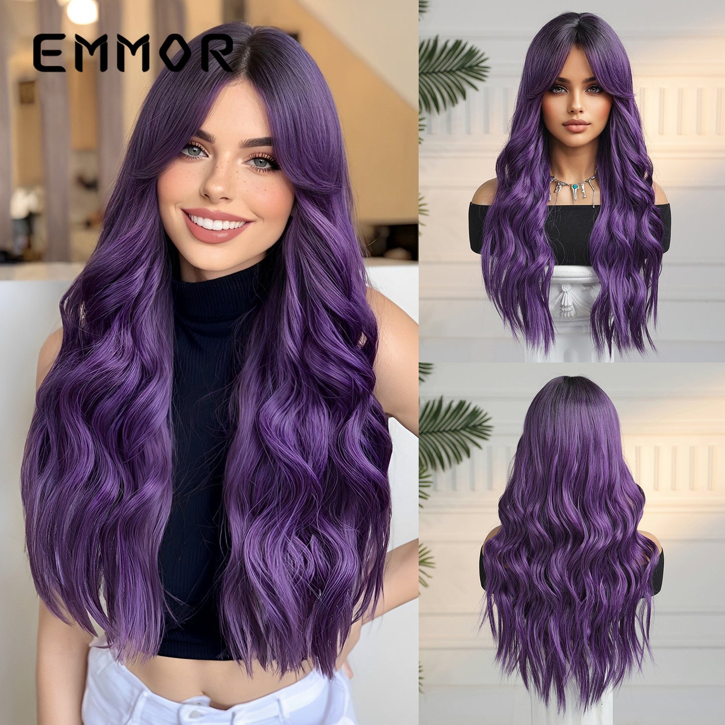 Red Gradient Bangs Big Wave Curly Wig Long Curls
