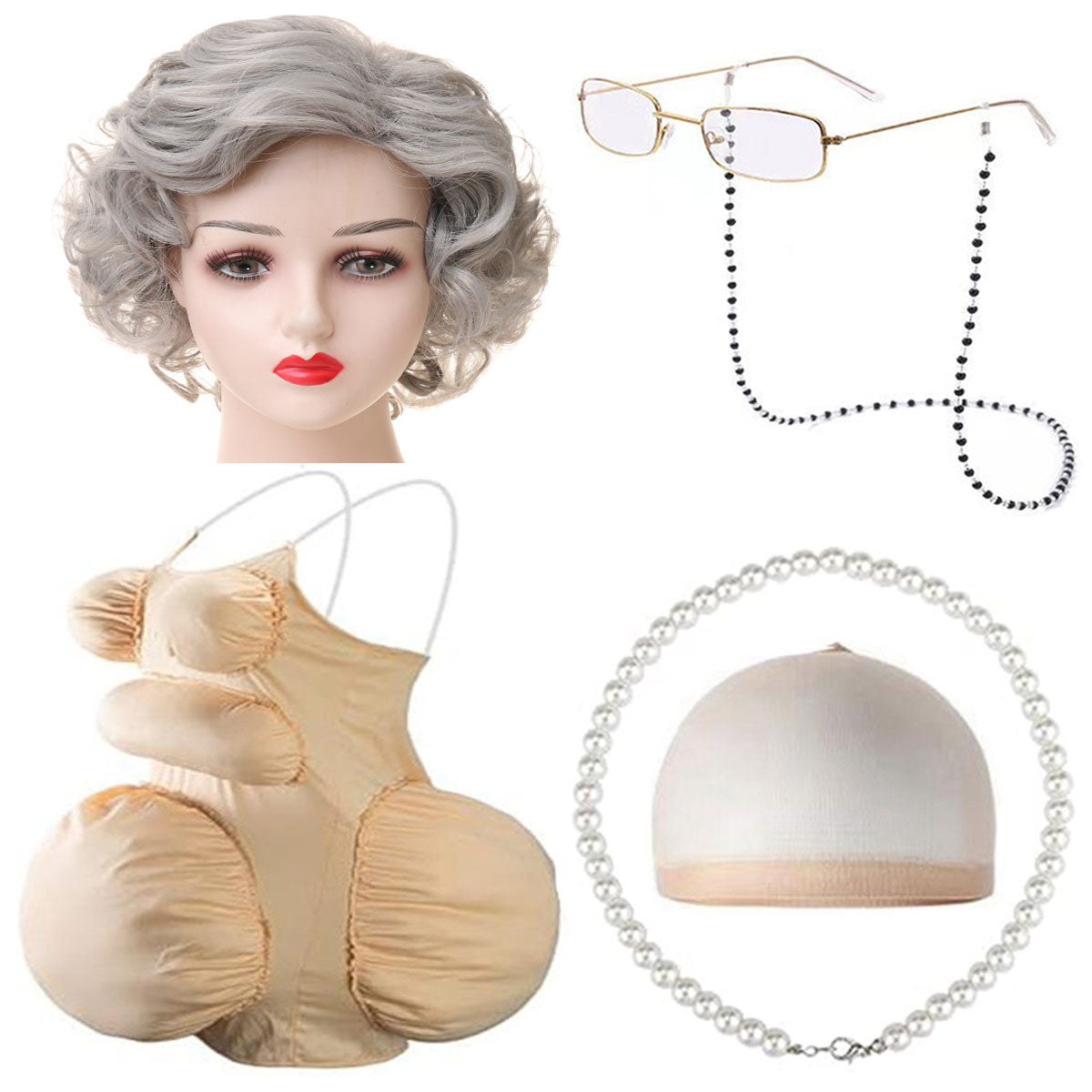 Fake Fat Belly School Day Role Play Dress Cos Wig