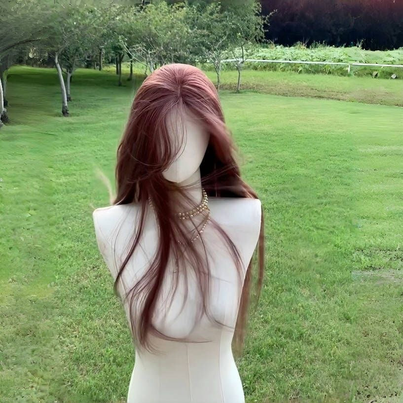 Coney Hairline Powder Brown Western Style Hair Elegant White Small Long Straight Wig