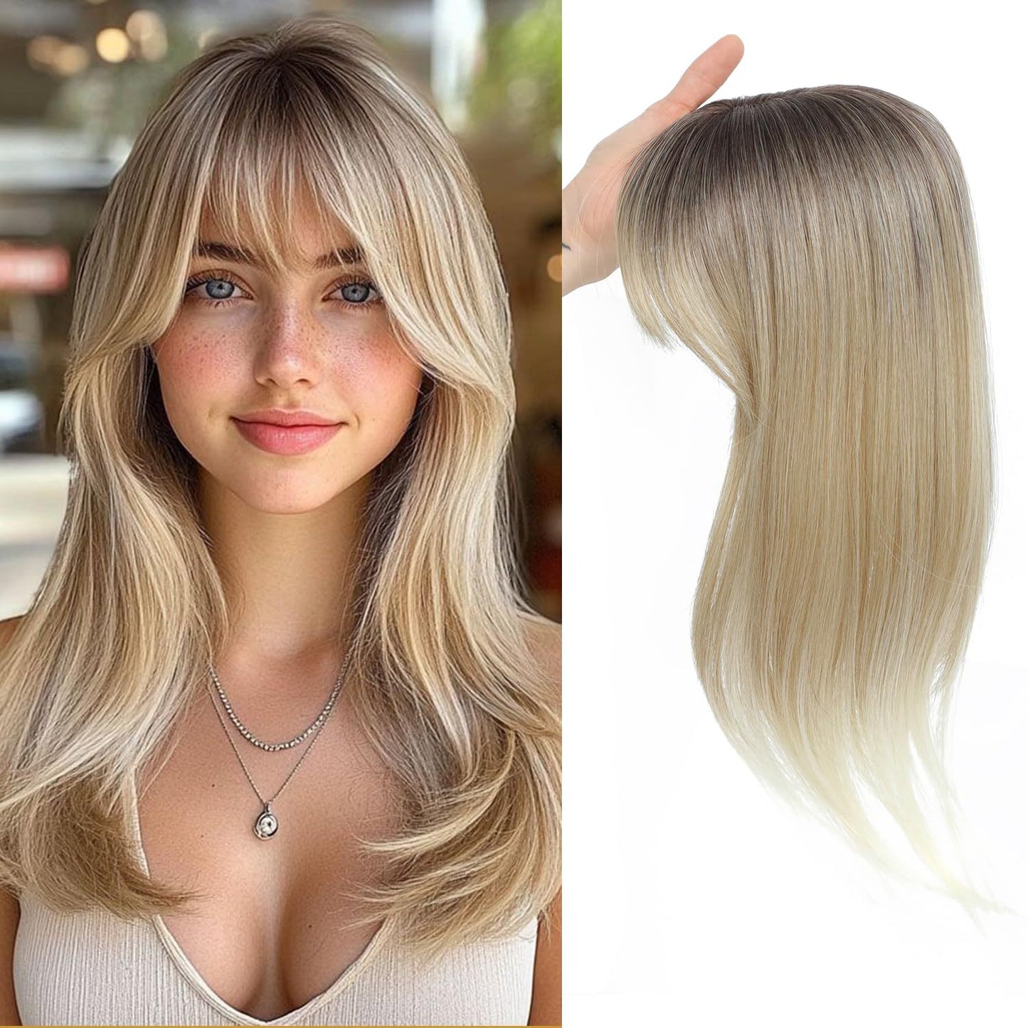 Women's Fringe Lace Hair Supplementing Piece Sparse White Wig