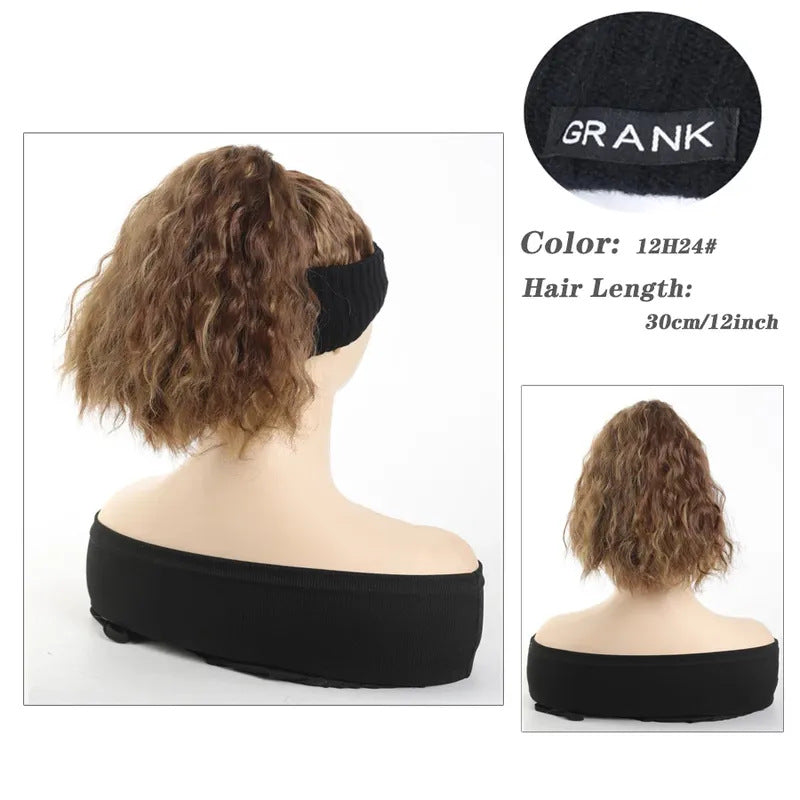Women's Hat All-in-one Fashion Trendy Corrugated Curly Hair Air Top Wig Ponytail