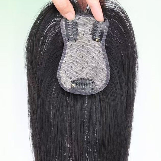 Increase Volume Fluffy Cover Gray Natural Full Human Lightweight Supplementing Wig Bangs