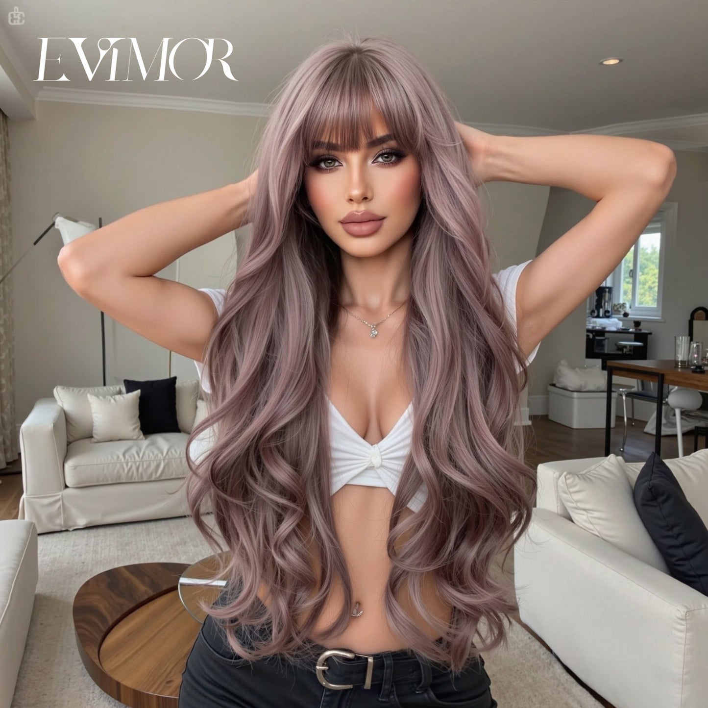 Women's Dark Brown Big Wave Fashion Curly Full Hair Wig Long Curls