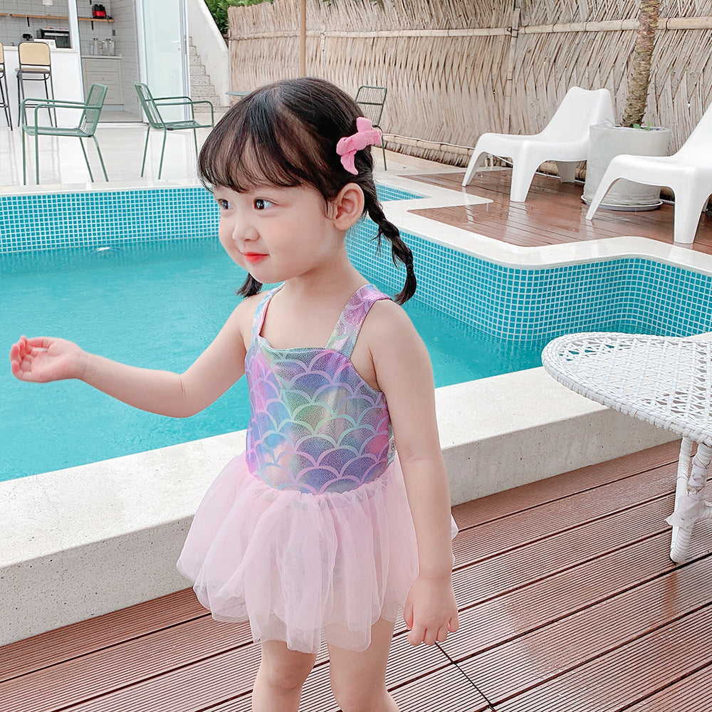 Children's Clothing Summer One-piece Swimsuit Mermaid Rainbow Jumpsuit, Climbing Suit