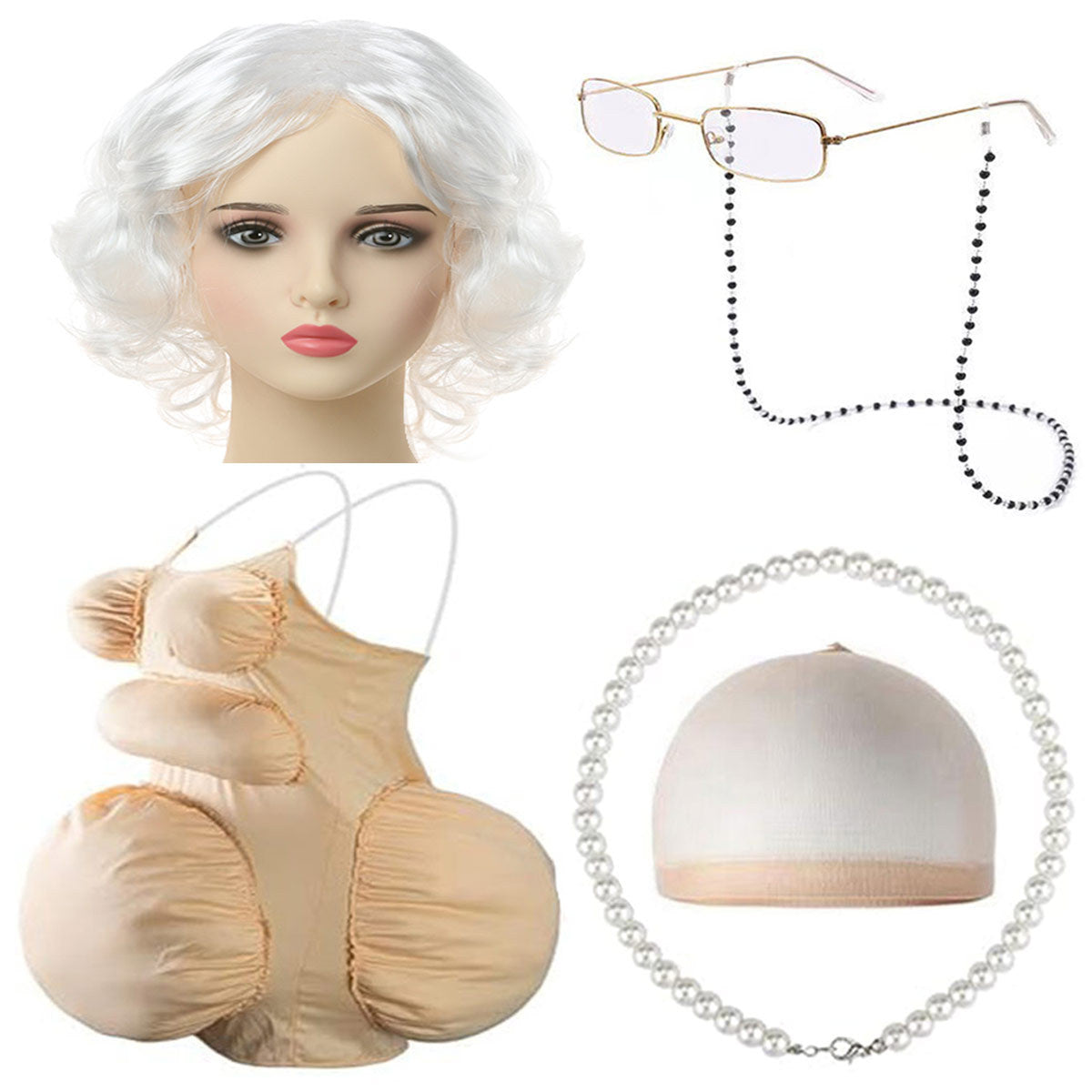 Fake Fat Belly School Day Role Play Dress Cos Wig
