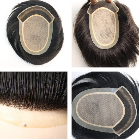 Men's Invisible Seamless Hairline Floating Buckle Lace Men's Wig