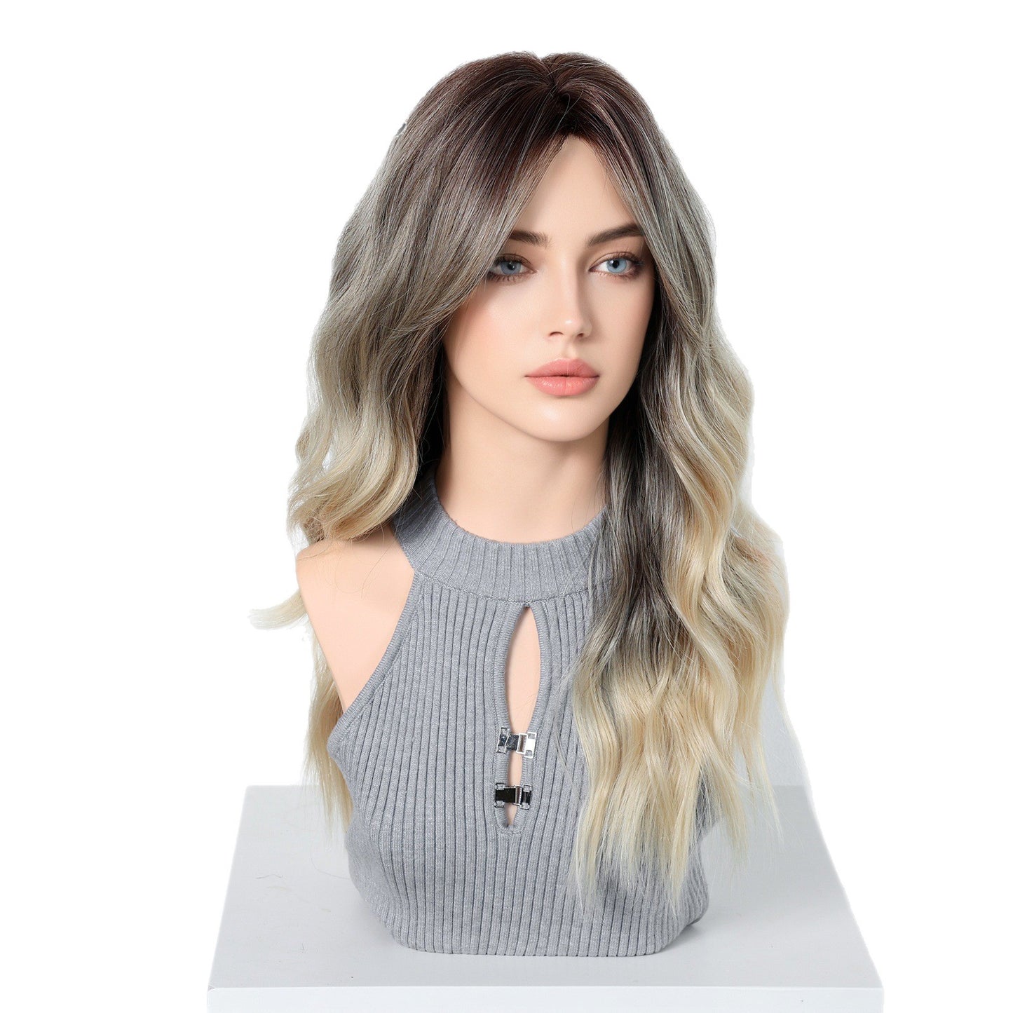 Women's Foreign Head Dyed Golden Chemical Fiber Wig Long Curls