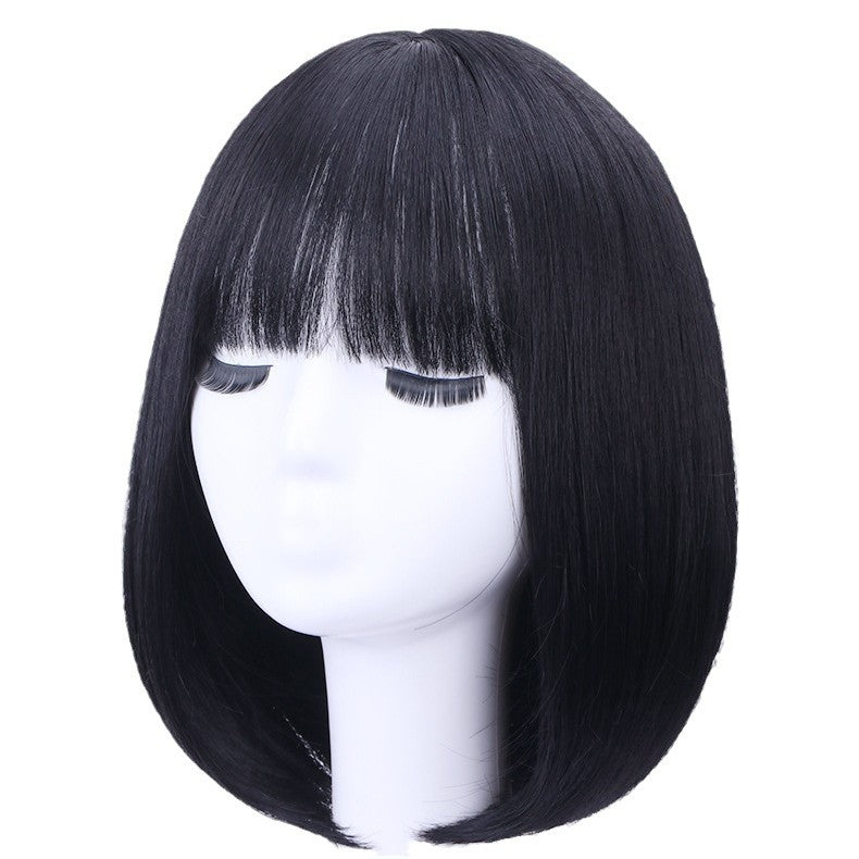 Women's Artificial Human Natural Full Top Long Modeling Daily Wig Short Straight Hair