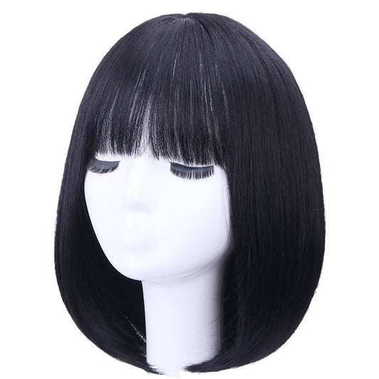 Women's Artificial Human Natural Full Top Long Modeling Daily Wig Short Straight Hair