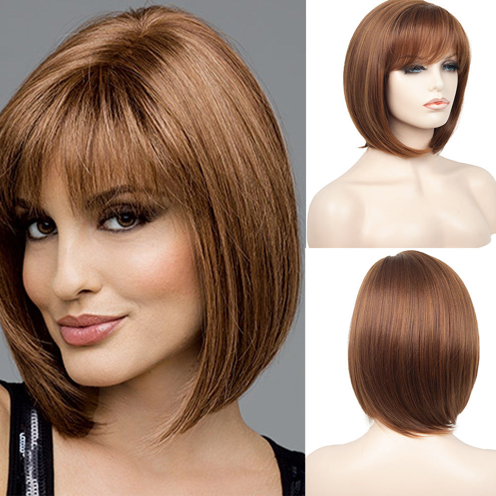 Women's Golden Split Side Bangs Elegant Fashion Wig Short Curly Hair