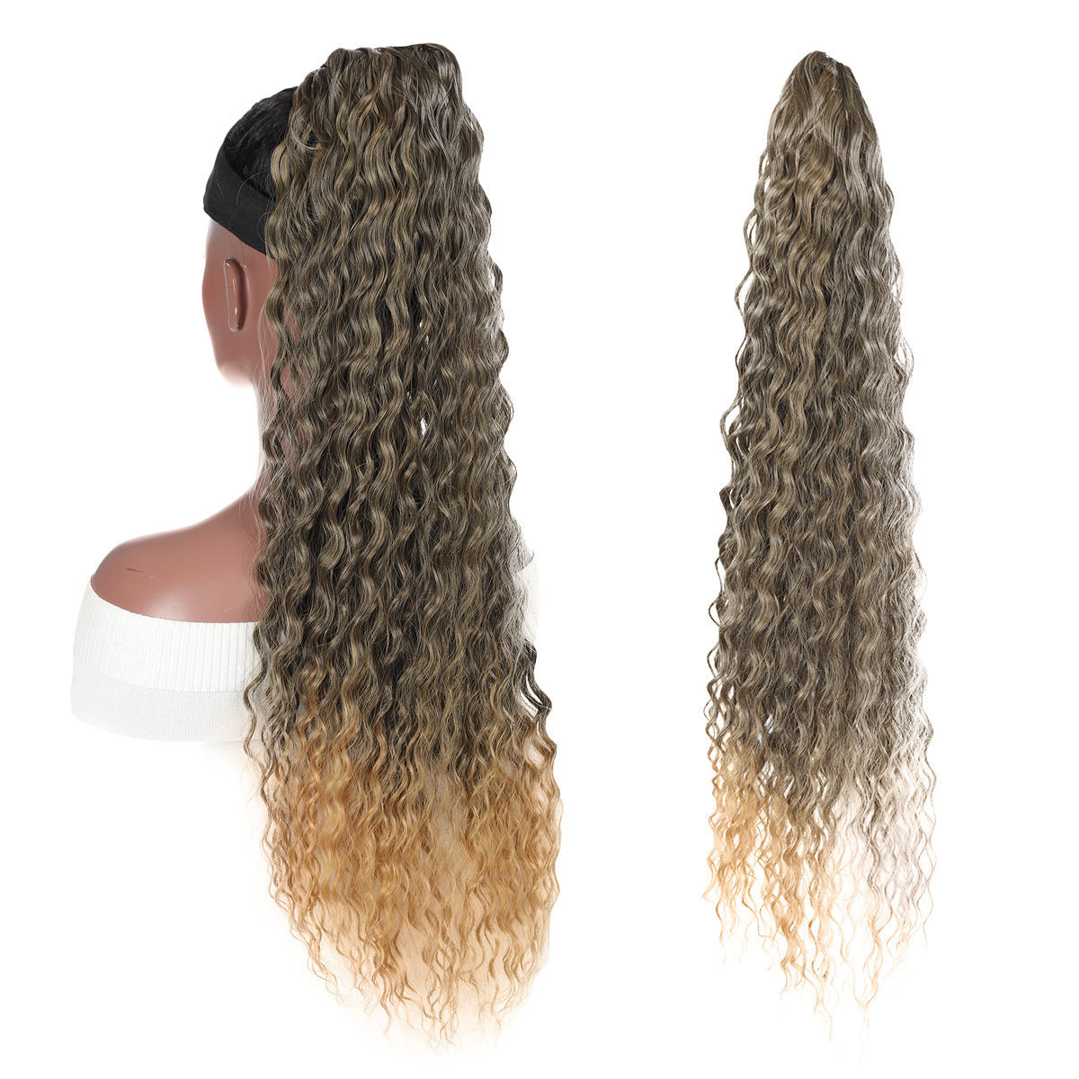 Drawstring Length Instant Noodle Curls Simulation Matte Wig Ponytail