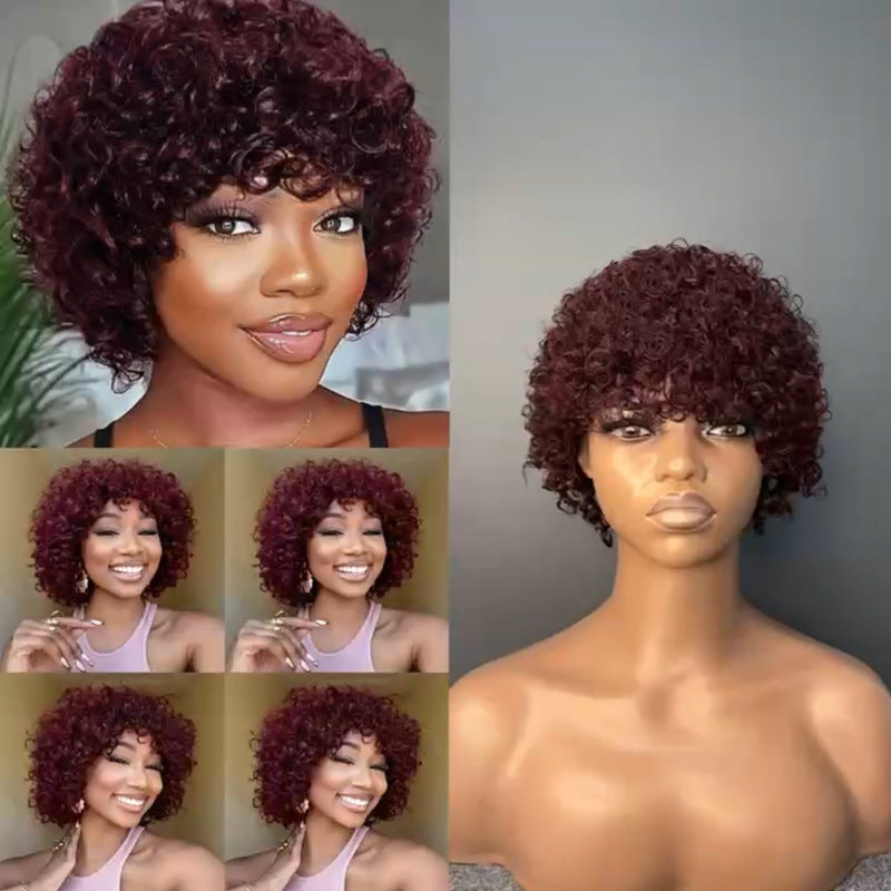Graceful Innovative Creative Popular Human Afro Wig Short Curly Hair