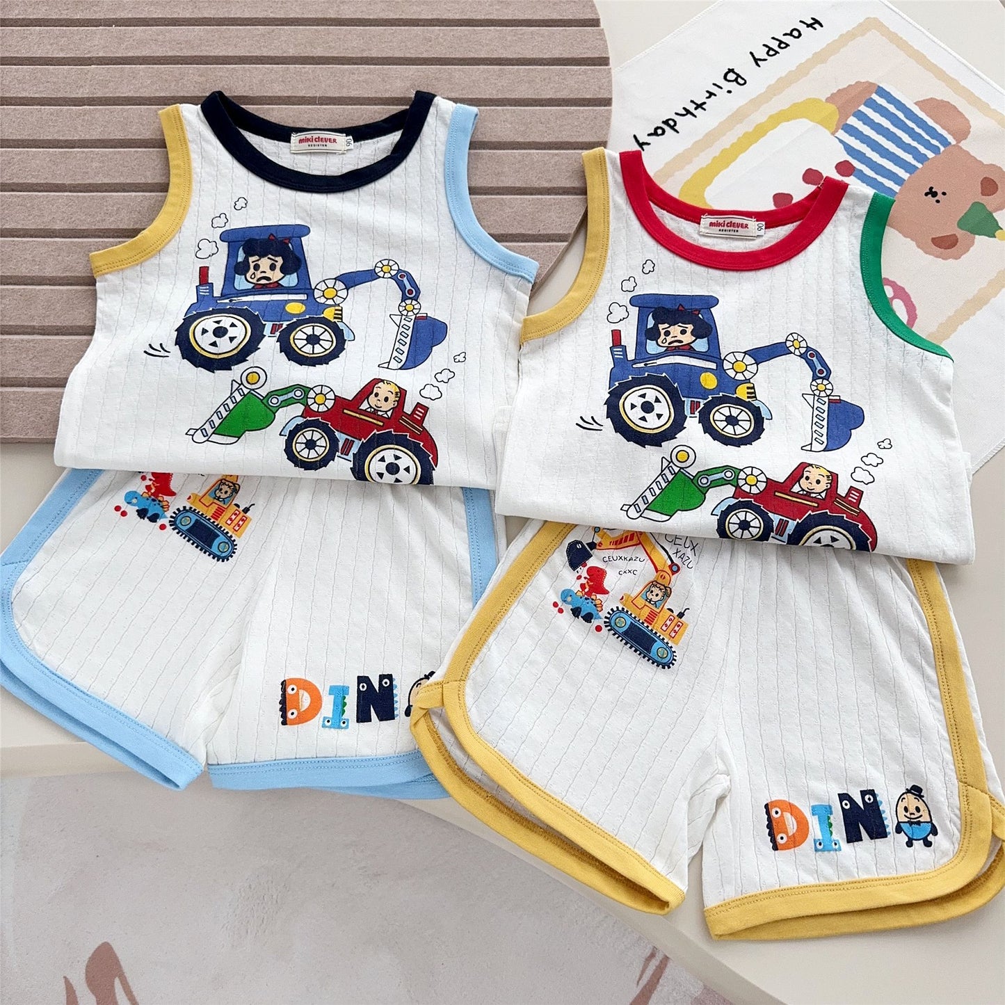 Children's Thin Summer Excavator Boys Vest Shorts Children's Suit