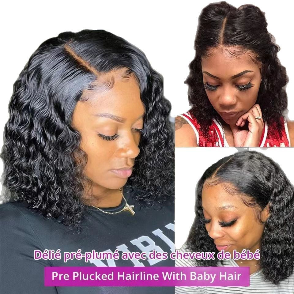 Lace Front Transparent Hd Human With Hairline Density Brazilian Wig Short Curly Hair
