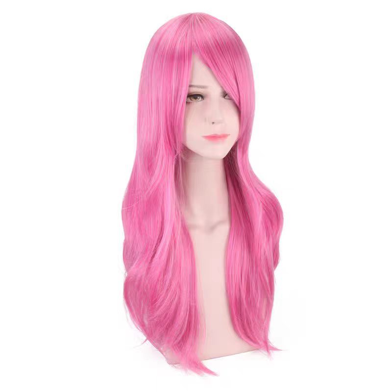 Bones Knife He Pink Side Bangs Long Straight Cos Wig