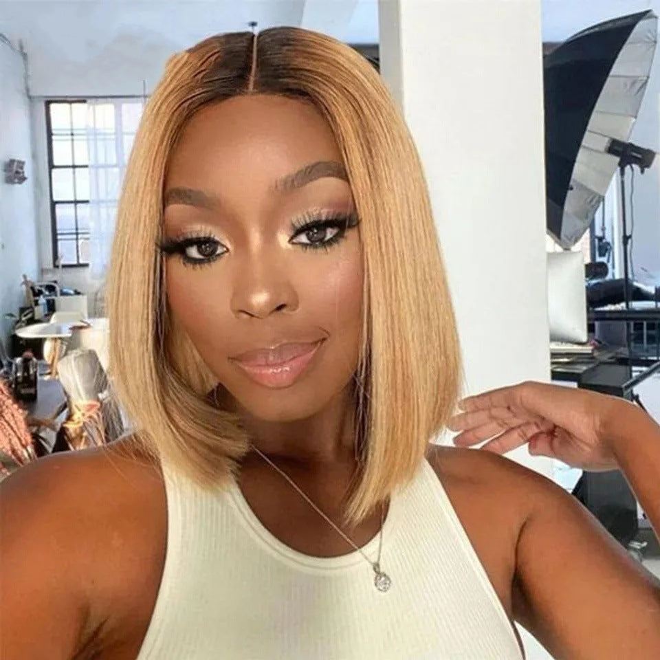 Kim Closure Bob Middle Part Human Long Straight Wig