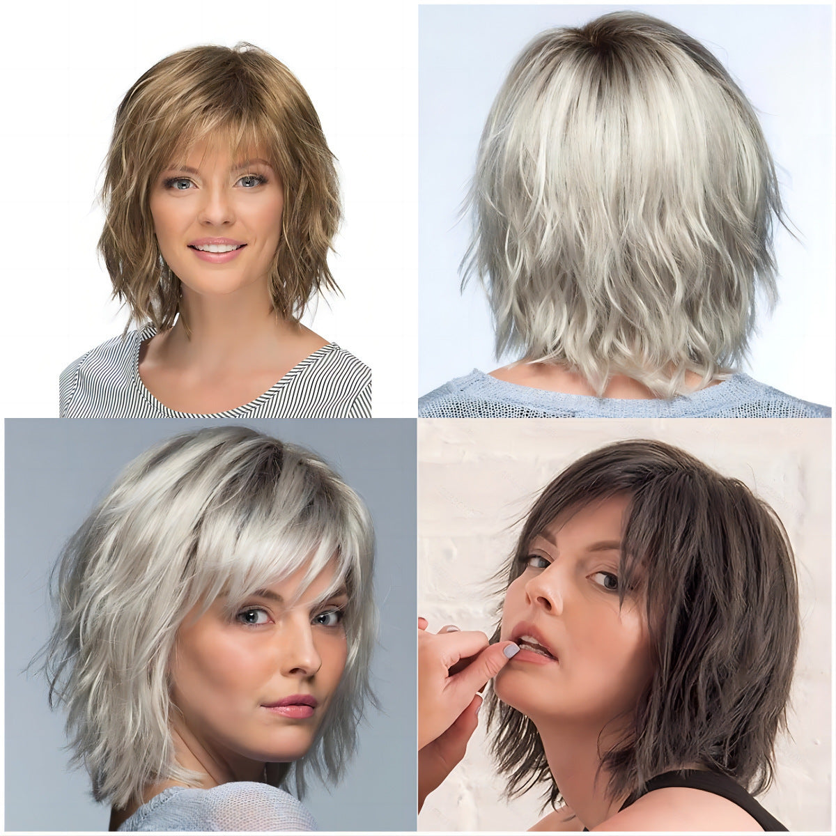 Women's Mother Female Bangs Head Cover Wig Short Straight Hair