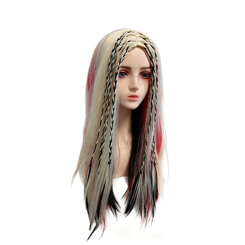 Harley Quinn Suicide Squad Black Red Straight Hair Boxing Cos Wig