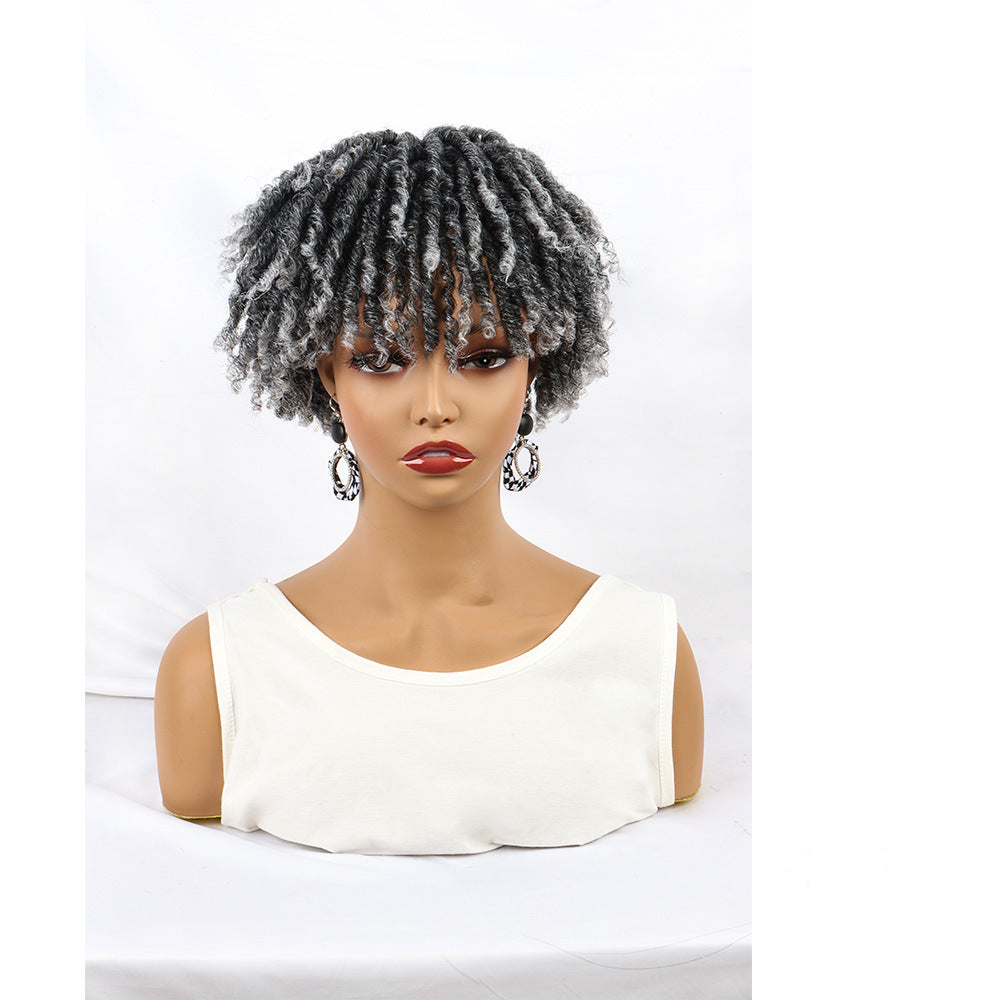 African Dreadlocks Braid Head Synthetic Chemical Fiber Half Wig Short Curly Hair