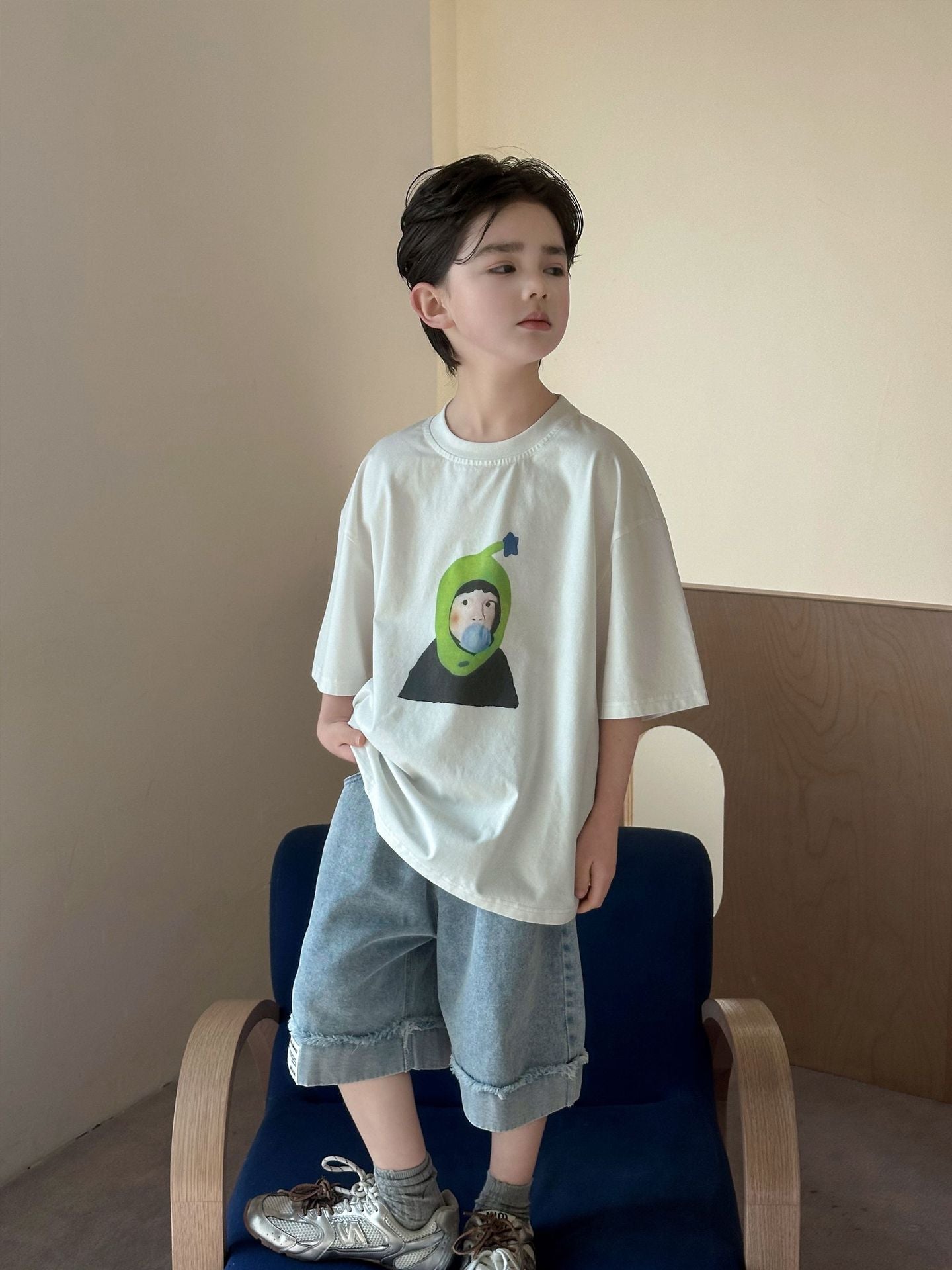 Children's Comfort Casual Half-length Sleeves Top Printed Children's T-shirt