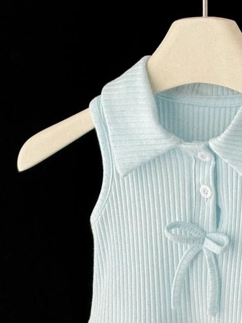 Summer Super Cute Wild Lapel Sleeveless Children's Dress