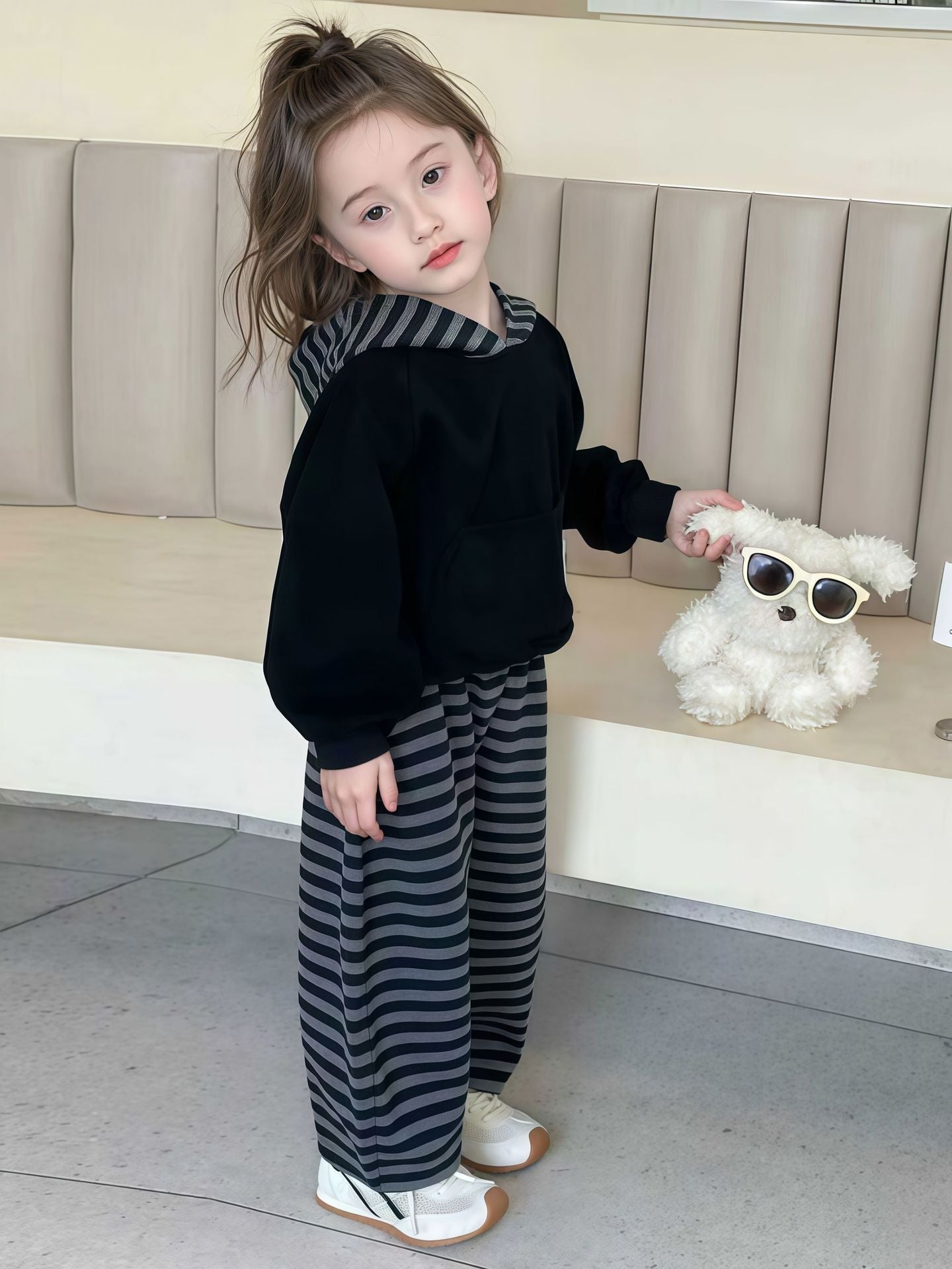 Children's Models Sweatshirt Striped Hoodie Sports Casual Children's Suit