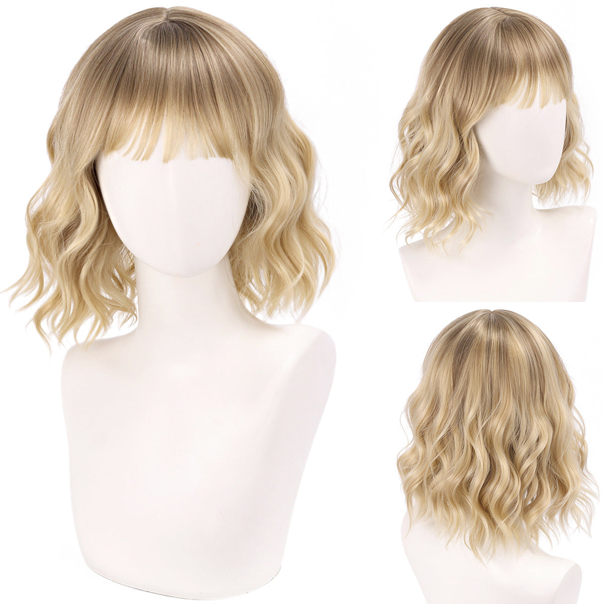 Versatile Comfortable Fringe Festival Water Ripple Wig Short Curly Hair