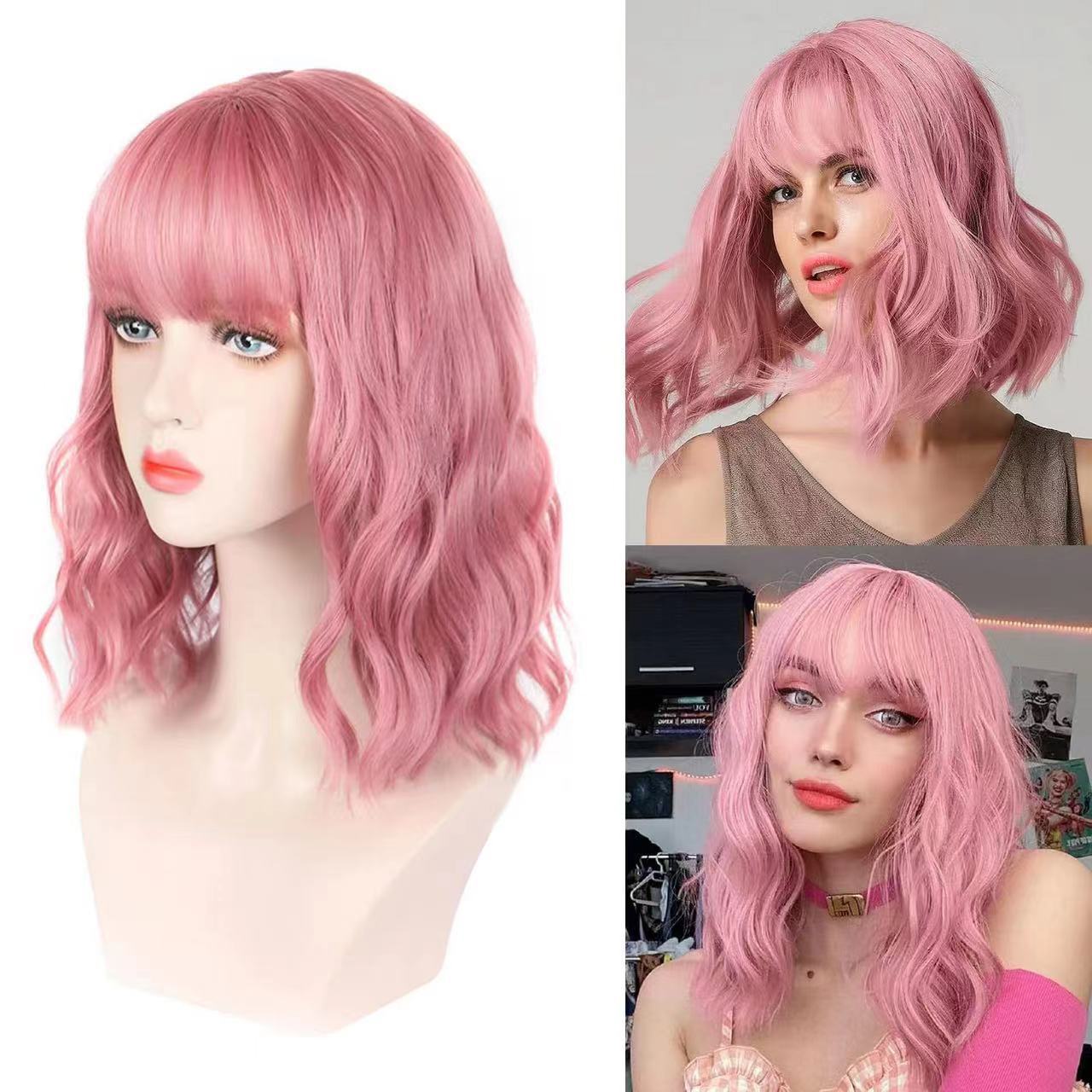 Women's Short Curly Hair Fluffy Waves Roll Wig Long Curls