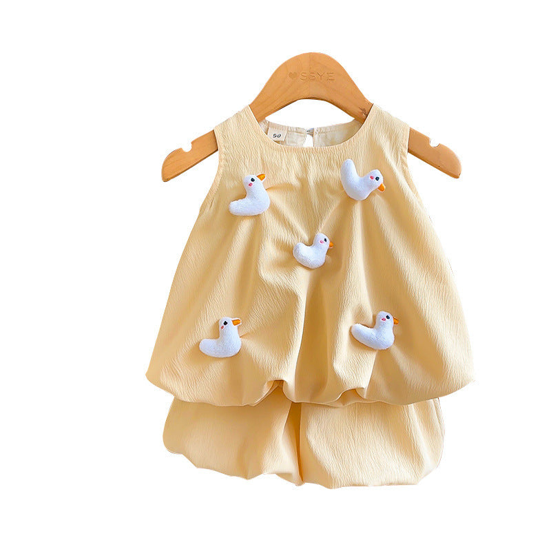 Summer Clothes Cute Three-dimensional Doll Vest Western Style Children's Suit