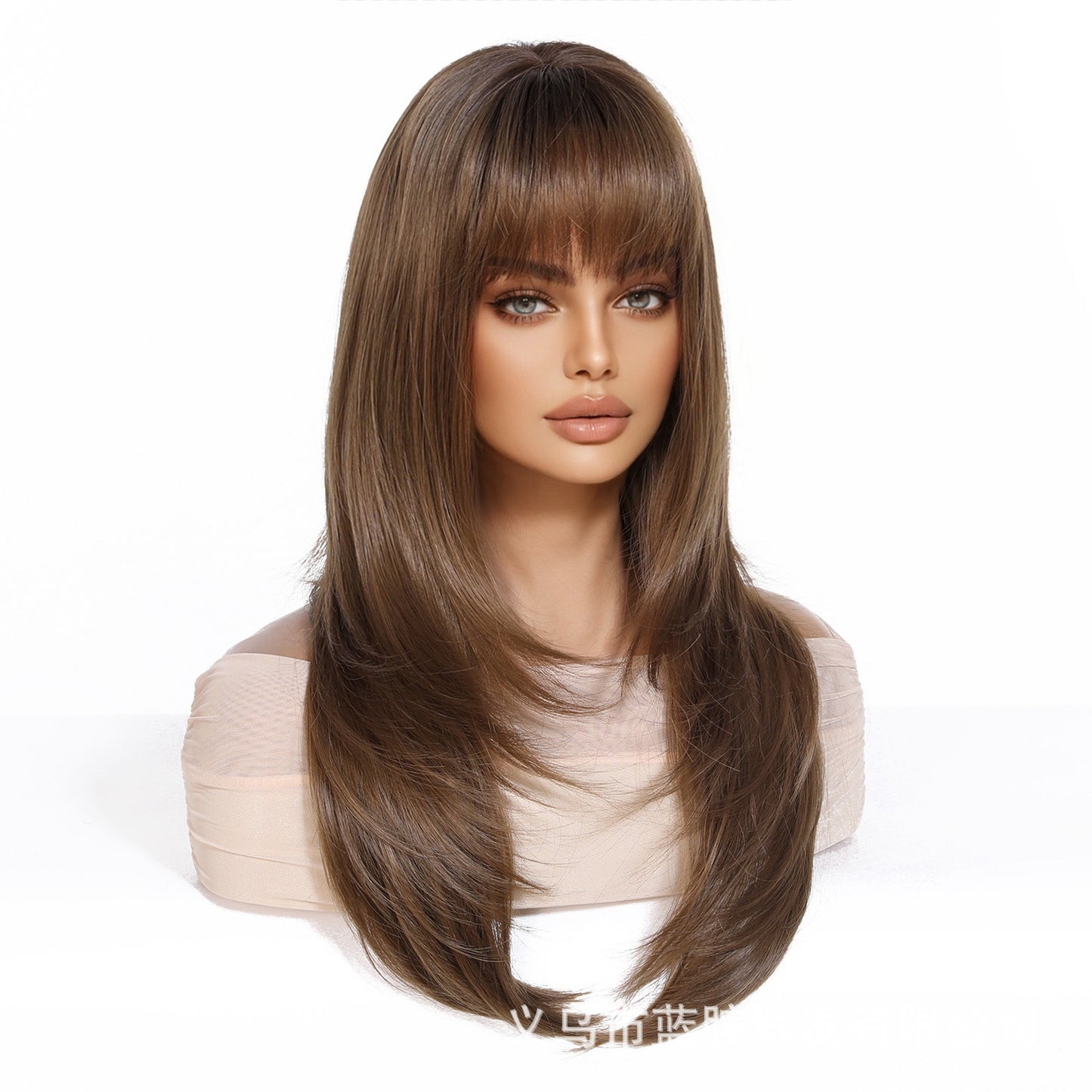 High Level Gradient Brown Hair Fashion Long Straight Wig